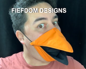 TALKING BIRD MASK - Orange, Hand made bird mask that talks* when you move your jaw