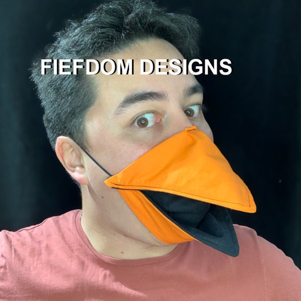 TALKING BIRD MASK - Orange, Hand made bird mask that talks* when you move your jaw