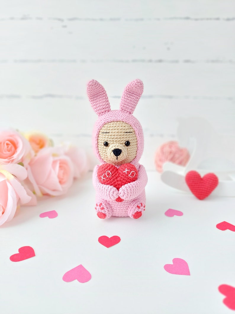 Valentine#39;s Teddy Bear with trend rank Max 69% OFF Pattern Heart Crochet Amigurumi