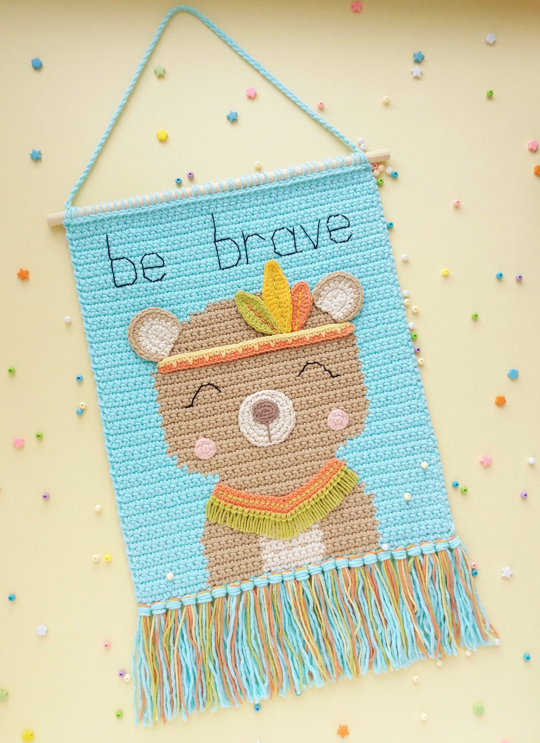 Crochet Baby Wall Hanging Pattern Wall Decor Crochet Pattern Etsy