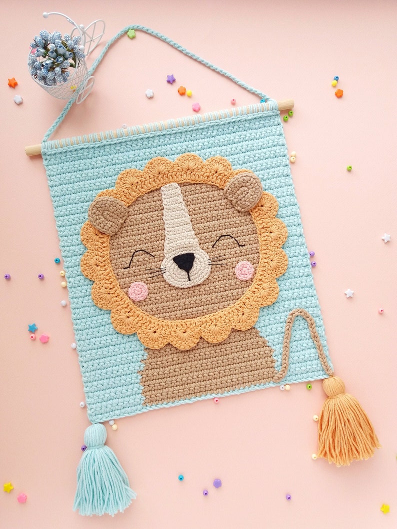 Crochet Lion Wall Hanging Pattern Crochet Wall Decor Pattern Etsy
