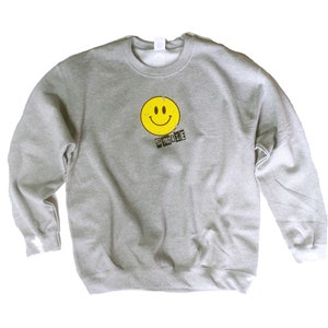 Smiling Face Crewneck Sweatshirt Trendy Sweatshirt Distressed Sweatshirt Smile Sweatshirt Trendy Clothes Oversized Sweatshirt Smiles