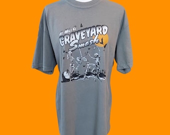 Halloween Friedhof Smash Tanzen Skelett Shirt Halloween Shirt Retro Vintage Halloween süße trendige Shirts gruselige Skelett Grafik Tee