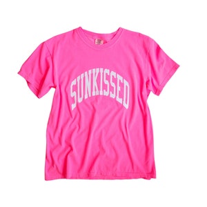 Neon Pink Sunkissed Shirt Summer Tees Oversized Tshirt Preppy Shirts ...