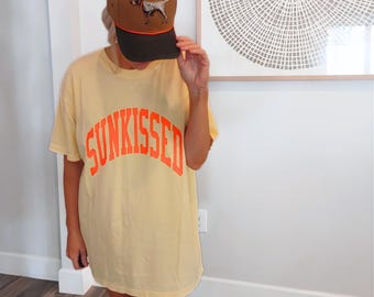 Neon Sunkissed Shirt Summer Tees Oversized Tshirt Preppy Shirts Beachy Tees Preppy Clothes Comfort Colors Shirt Trendy Summer T-Shirt