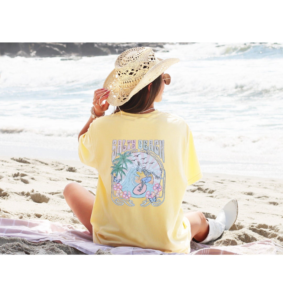 Salty Beach Shirt Oversized Summer Surf Tshirt Preppy Shirts - Etsy