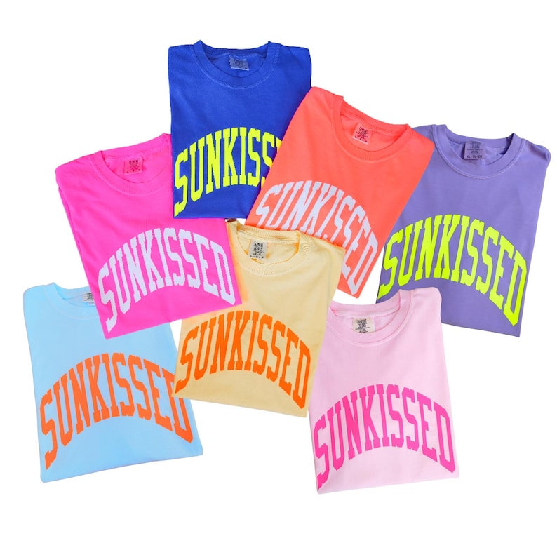 Neon Pink Sunkissed Shirt Summer Tees Oversized Tshirt Preppy Shirts Beachy Tees Preppy Clothes Comfort Colors Shirt Trendy Summer T-Shirt image 2