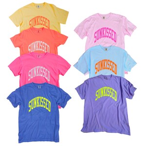 Neon Orange Sunkissed Shirt Summer Tees Oversized Tshirt Preppy Shirts Beachy Tees Preppy Clothes Comfort Colors Shirt Trendy Summer T-Shirt image 4