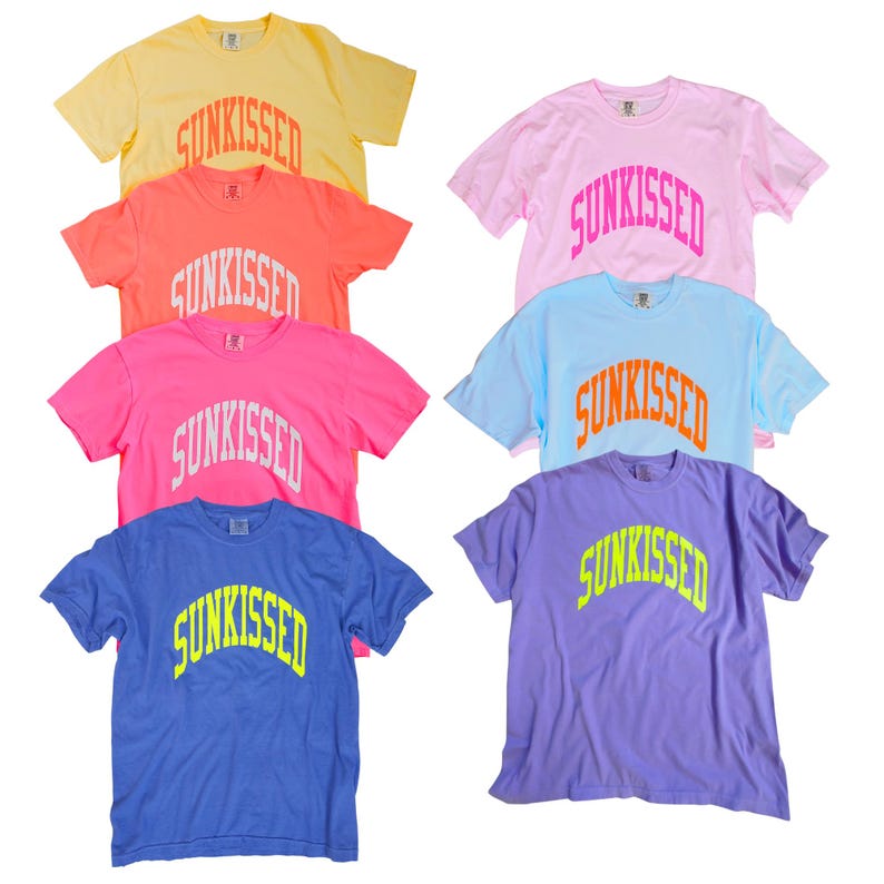 Neon Orange Sunkissed Shirt Summer Tees Oversized Tshirt Preppy Shirts Beachy Tees Preppy Clothes Comfort Colors Shirt Trendy Summer T-Shirt image 4