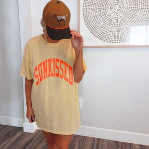 Neon Orange Sunkissed Shirt Summer Tees Oversized Tshirt Preppy Shirts Beachy Tees Preppy Clothes Comfort Colors Shirt Trendy Summer T-Shirt image 11