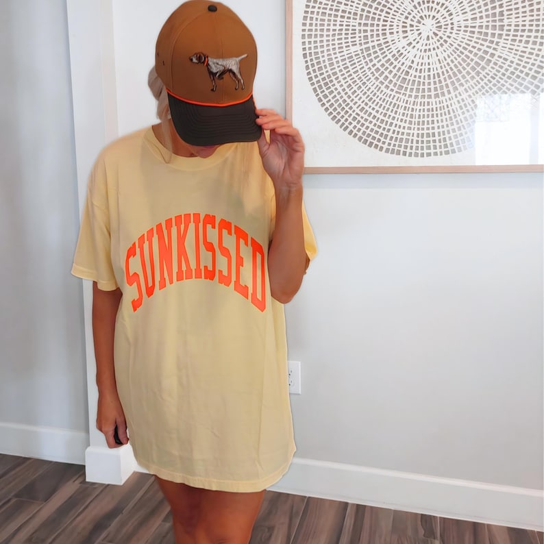 Neon Orange Sunkissed Shirt Summer Tees Oversized Tshirt Preppy Shirts Beachy Tees Preppy Clothes Comfort Colors Shirt Trendy Summer T-Shirt image 11