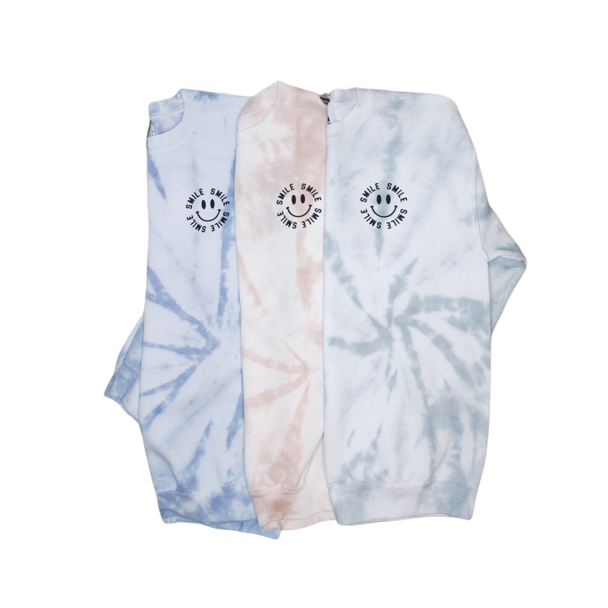 Pastel Tie Dye Smile Sweatshirt Comfy 