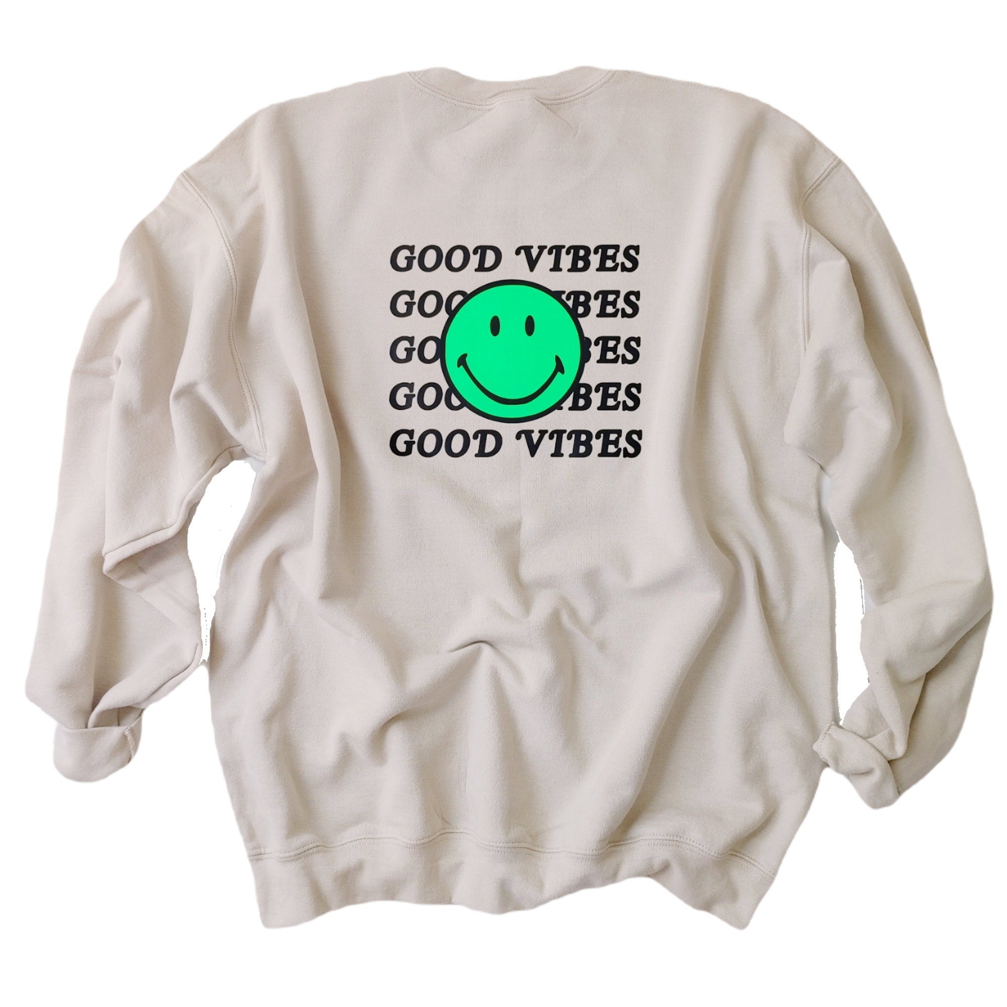 Good Vibes Smiley Face Sweatshirt Women's Trendy Happy | Etsy