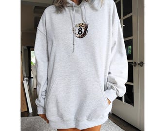 Felpa con cappuccio leopardata a forma di cuore da donna, felpa con cappuccio con stampa animalier a forma di cuore, regalo di San Valentino per donna, felpa primaverile regalo per lei