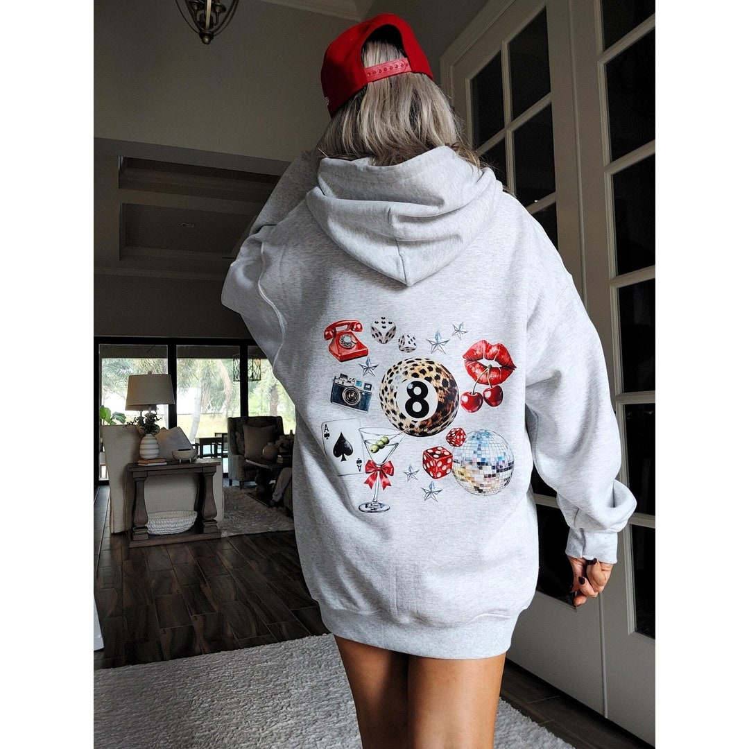 Leopard 8 Ball Hoodie: Y2K Preppy Oversized Sweatshirt Cheetah