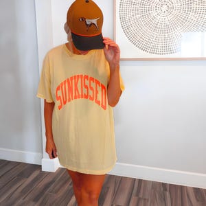 Neon Pink Sunkissed Shirt Summer Tees Oversized Tshirt Preppy Shirts Beachy Tees Preppy Clothes Comfort Colors Shirt Trendy Summer T-Shirt image 18