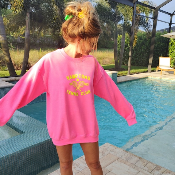 Hamptons Tennis Club Sweatshirt Preppy Pink Tennis Club Preppy