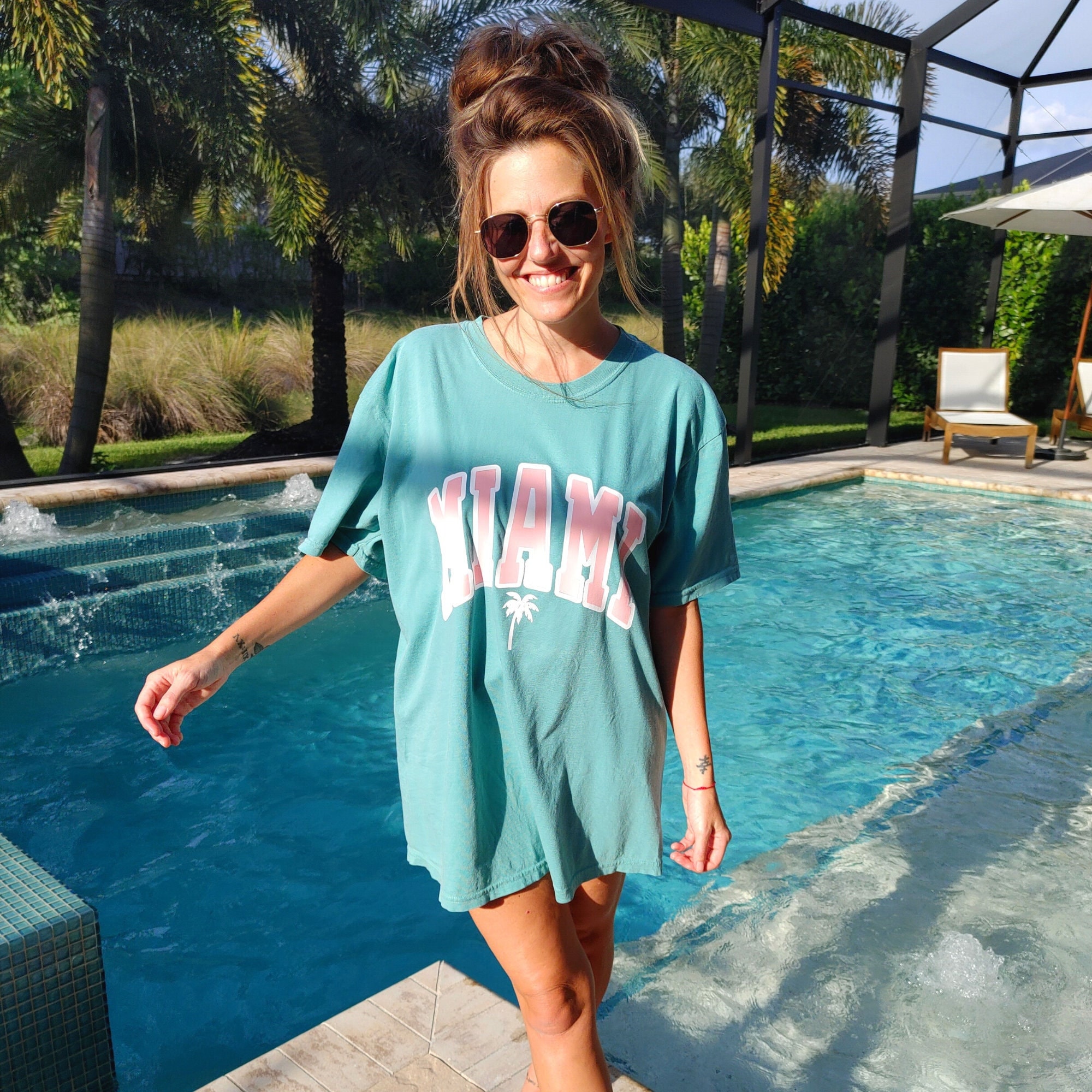  Miami Beach Florida Summer Time T-Shirt : Clothing
