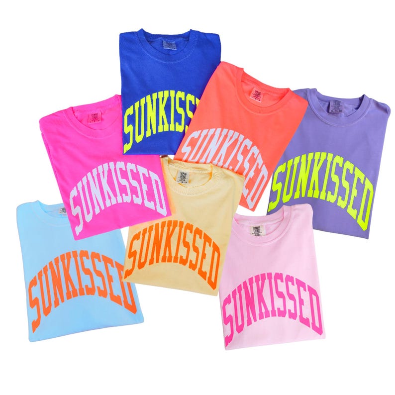 Camiseta rosa neón besada por el sol, camisetas de verano, camisetas oversize, camisetas preppy, camisetas playeras, ropa preppy, camisa de colores cómodos, camiseta de verano de moda imagen 2