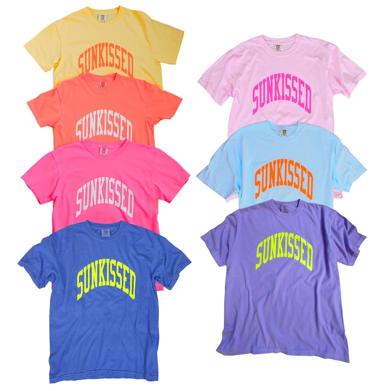 Camiseta rosa neón besada por el sol, camisetas de verano, camisetas oversize, camisetas preppy, camisetas playeras, ropa preppy, camisa de colores cómodos, camiseta de verano de moda imagen 4