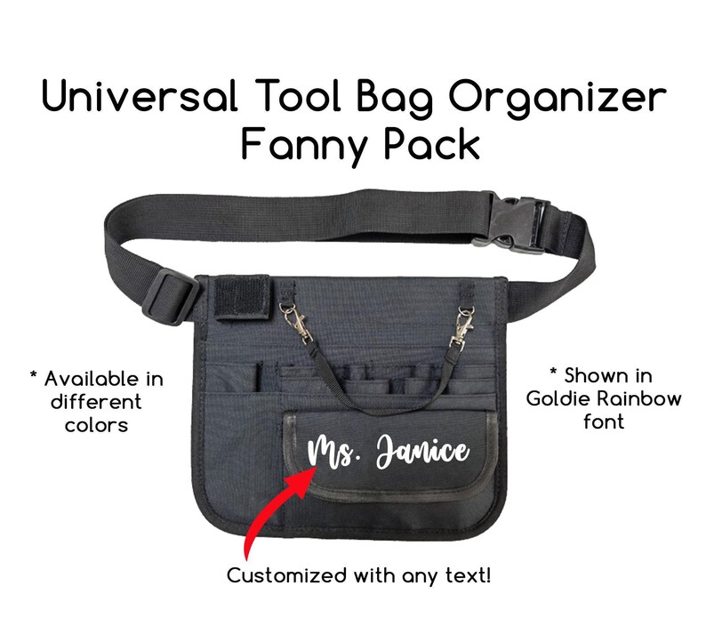 Personalized Bag for Nurse, Work Bag Custom Fanny Pack, Nurses Week - RN, NP, Paramedics, Doctor, Resident Graduation Gift Black