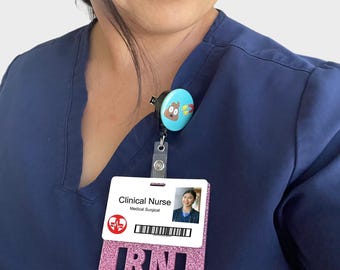 Nurse Badge Card With Acrylic Glitter, RN Gift for Registered Nurse Badge Buddy ID Card, Nurse Badge Card