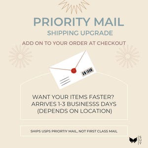 Priority Mail Shipping Upgrade - Add On to Order - Fast Shipping Option