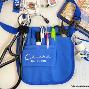Gift for Nurses | Dark Blue Custom Nurse Fanny Pack, Custom Medical Bag, Nurse Belt Organizer with Stethoscope Holder