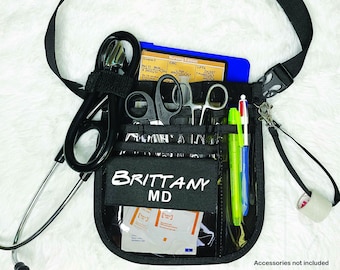 Gift for Nurse Bag, Clear Black Clinical Bag, Waist Belt Bag, Hospital Work Bag Fanny Pack - Easy to Clean