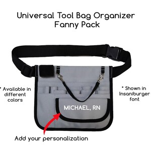 Personalized Bag for Nurse, Work Bag Custom Fanny Pack, Nurses Week - RN, NP, Paramedics, Doctor, Resident Graduation Gift Grey