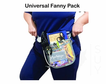Custom Gift Nurses Week, Trendy Nurse Bag Fanny Pack Tool Belt - Clear Plastic Pearl Iridescent Grey