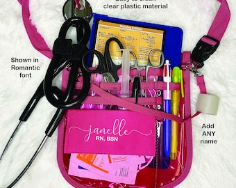 Medical Work Bag, Clear Pink Vinyl Easy to Clean, Compact and Fits Accessories