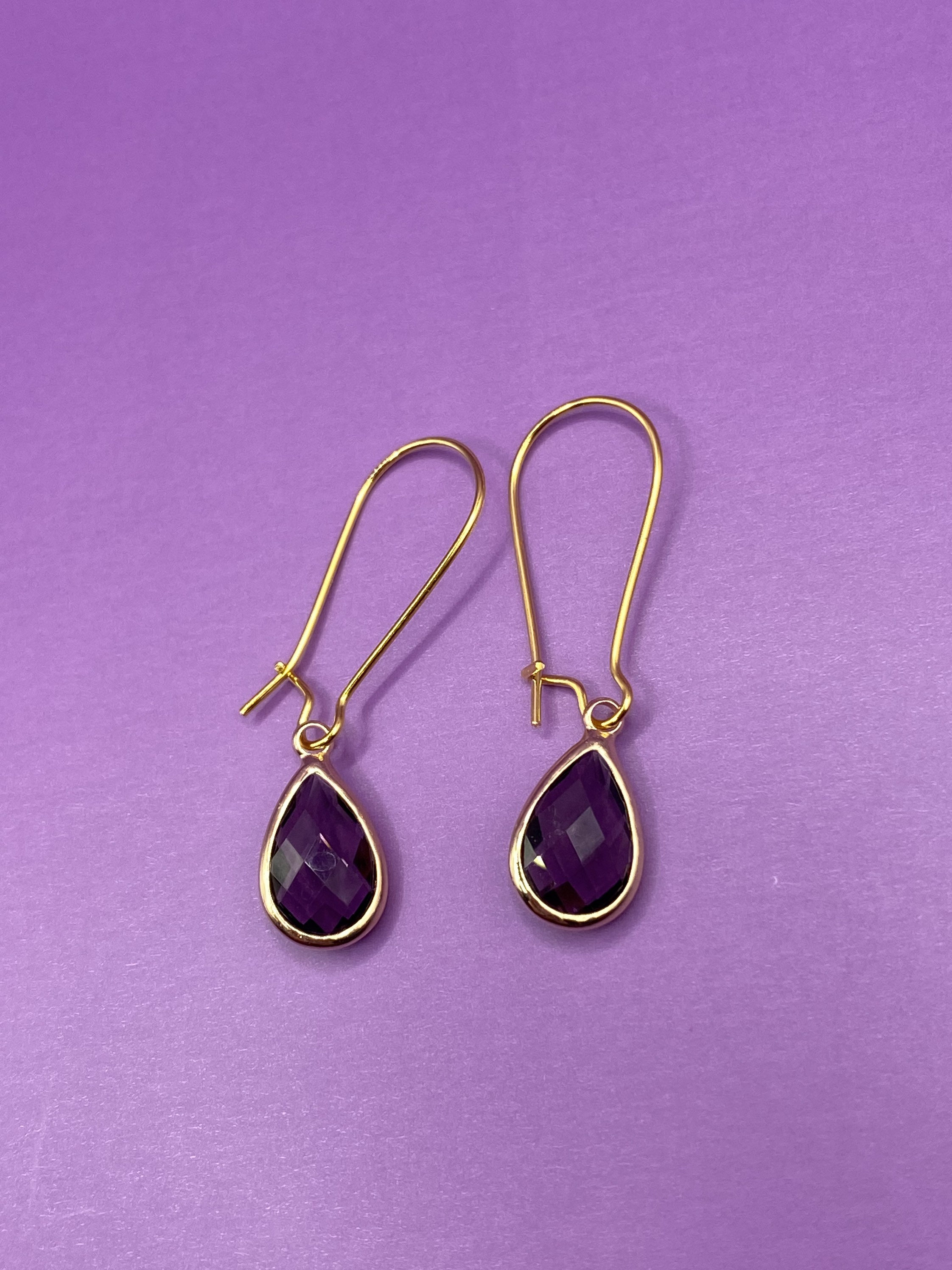 Birthstone Earrings Dangle Earrings February Birthstone Etsy