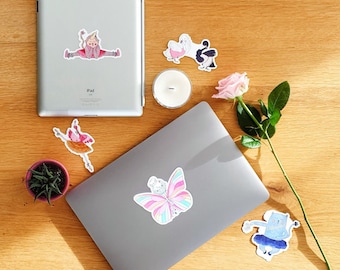 Ballet Dance Stickers / Baby Animal Ballerina Girl & Boy Large Laptop/ Gadget Stickers