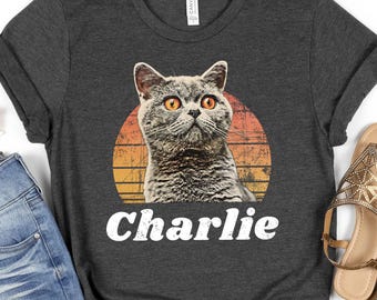 Custom Pet Portrait Shirt | Vintage Cat Dog Photo Tee