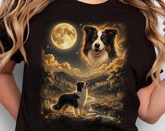 Custom Dog Shirt with Pet and Moon Picture, Personalized T-shirt for Dog or Cat Owners
