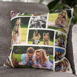 Custom Pillow or Pillowcase with Photo Collage, 6 Picture Collage Styles with Text Option