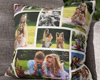 Custom Pillow or Pillowcase with Photo Collage, 6 Picture Collage Styles with Text Option