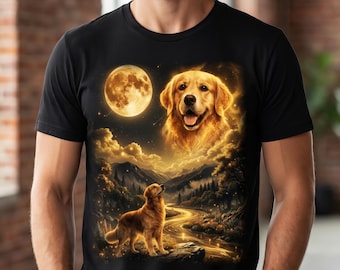 Custom Dog Shirt with Pet and Moon Picture, Personalized T-shirt for Dog or Cat Owners