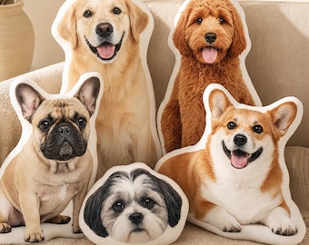 Custom Pet Pillow with Body or Face Photo, 3D Pet Shaped Pillow, Personalized Gift for Dog or Cat Owners, Funny Picture Couch Throw Pillows