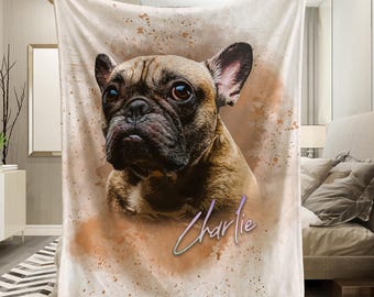 Personalisierte Tier Portrait Decke: Personalisiertes Hunde Foto Geschenk