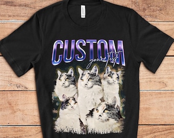 Custom Cat Portrait Shirt: Personalized Photo Tee, Cat Lover Gift