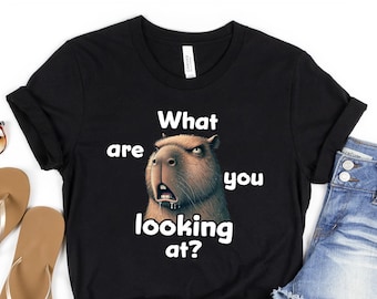 Funny Capybara Graphic Tee: Ironic Meme Shirt