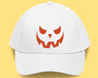 Halloween Embroidered Hat, Baseball Cap, Halloween Gift, Dad Hat, Pumpkin Embroidery Hat, Adjustable Hat, Halloween Smile, Unisex Hat