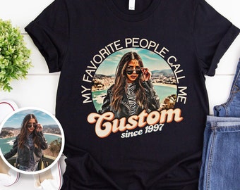 T-shirt met aangepaste foto: gepersonaliseerd T-shirt met portret, retro-ontwerp
