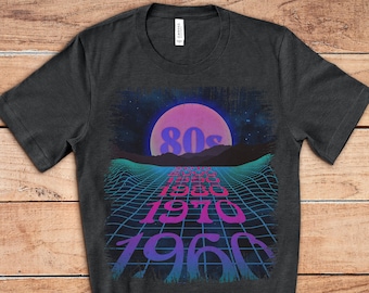 Koszulka z lat 80. z synthwave'em: koszulka z grafiką retro vaporwave