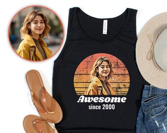 Custom Photo Tank Top, Custom Tshirt, Vintage Tank Top, Unisex Tank Top, Personalized Gift, Bachelorette Top, Birthday Top, Face Photo