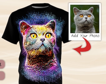 Custom Cat T-Shirt: Personalized Pet Portrait, All Over Print