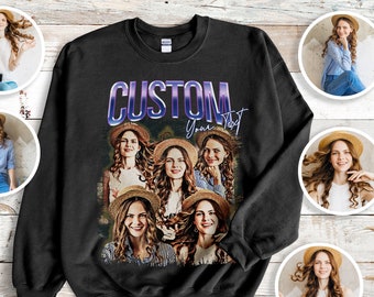 Custom Sweatshirt, Photo Sweatshirt, Personalized Vintage Style Sweatshirts, Birthday Gift, Custom Hoodie, Graphic Hoodie, Custom Crewneck