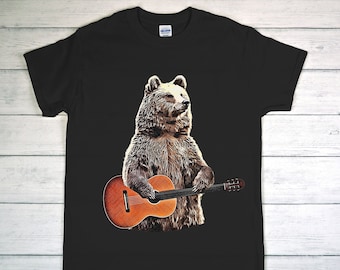 Bär Gitarre Spielen T-Shirt: Musik Liebhaber Geschenk